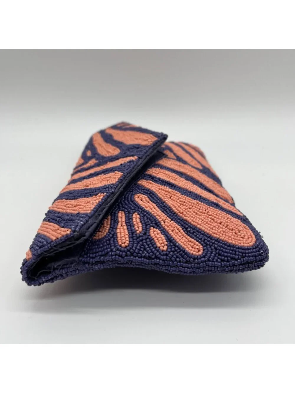 On 34th Beaded Pink and Blue Envelope Clutch Bag